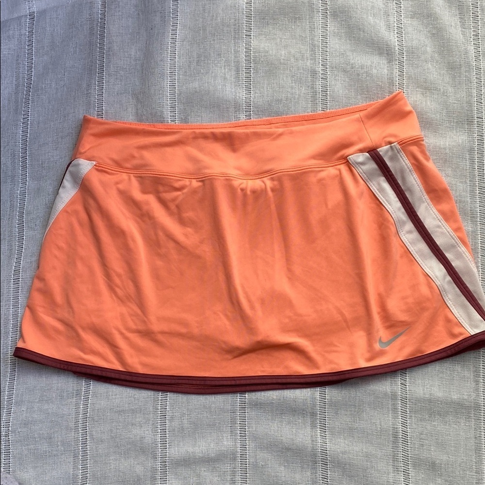 Nike Women's Athletic Dry Fit Skort - Orange and Burgundy